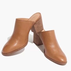 Madewell Tan Leather Block Heel Mules
